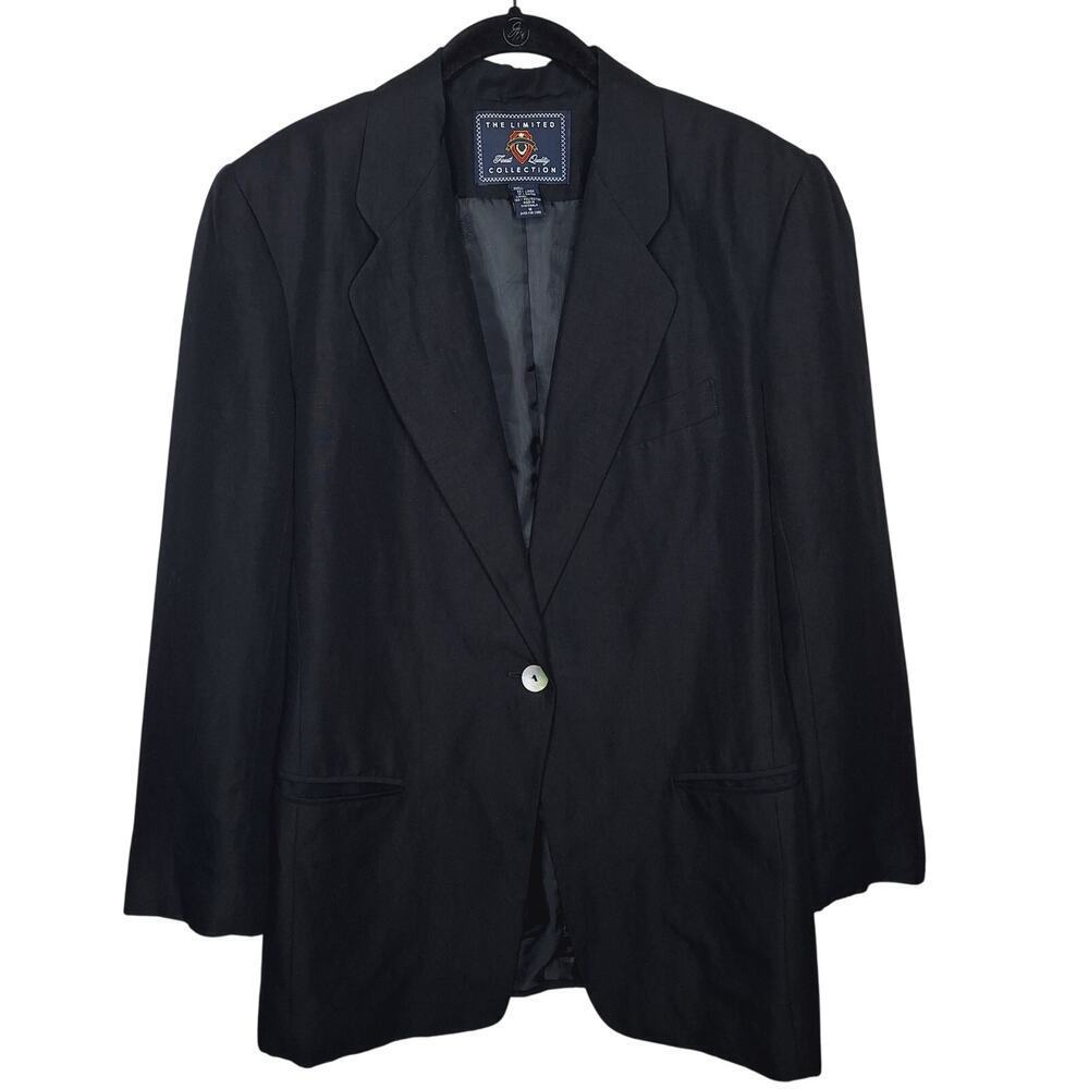 Vintage The Limited Oversized Blazer Jacket Linen Blend Medium 90s Minimalist